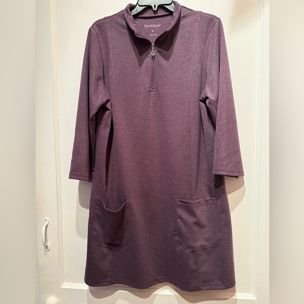 Women’s Northstyle Purple Long Sleeve Size XL Dress with Pockets
